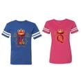 thumbnail image 1 of King Queen Gold Crown Matching Couple Cotton Jerseys (Men Royal / Women Pink) (Men XXL / Women L), 1 of 3
