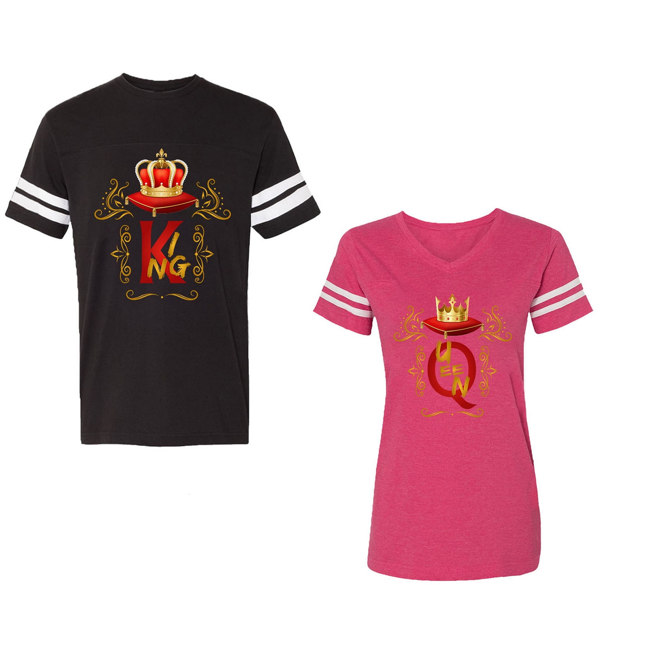 King and queen couple t shirts gold crown