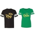 thumbnail image 1 of King Queen Gold Matching Couple Cotton Jerseys (Men Black / Women Green) (Men S / Women S), 1 of 3