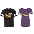 thumbnail image 1 of King Queen Gold Matching Couple Cotton Jerseys (Men Black / Women Purple) (Men S / Women XL), 1 of 3