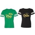 thumbnail image 1 of King Queen Gold Matching Couple Cotton Jerseys (Men Green / Women Black) (Men M / Women M), 1 of 3