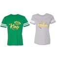 thumbnail image 1 of King Queen Gold Matching Couple Cotton Jerseys (Men Green / Women Heather) (Men M / Women L), 1 of 3