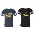 thumbnail image 1 of King Queen Gold Matching Couple Cotton Jerseys (Men Navy / Women Black) (Men S / Women S), 1 of 3