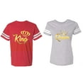 thumbnail image 1 of King Queen Gold Matching Couple Cotton Jerseys (Men Red / Women Heather) (Men M / Women XL), 1 of 3