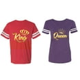 thumbnail image 1 of King Queen Gold Matching Couple Cotton Jerseys (Men Red / Women Purple) (Men S / Women S), 1 of 3