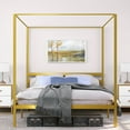 thumbnail image 1 of King/Queen Gold Metal Canopy Platform Bed Frame King, 1 of 5