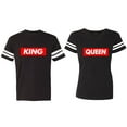 thumbnail image 1 of King Queen Hip Hop Matching Couple Cotton Jerseys (Men Black / Women Black) (Men XL / Women S), 1 of 3