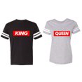 thumbnail image 1 of King Queen Hip Hop Matching Couple Cotton Jerseys (Men Black / Women Heather) (Men L / Women M), 1 of 3