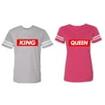 thumbnail image 1 of King Queen Hip Hop Matching Couple Cotton Jerseys (Men Heather / Women Pink) (Men XL / Women S), 1 of 3