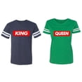 thumbnail image 1 of King Queen Hip Hop Matching Couple Cotton Jerseys (Men Navy / Women Green) (Men XXL / Women L), 1 of 3