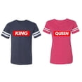 thumbnail image 1 of King Queen Hip Hop Matching Couple Cotton Jerseys (Men Navy / Women Pink) (Men L / Women M), 1 of 3