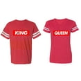 thumbnail image 1 of King Queen Hip Hop Matching Couple Cotton Jerseys (Men Red / Women Red) (Men S / Women M), 1 of 3
