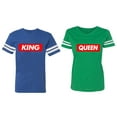 thumbnail image 1 of King Queen Hip Hop Matching Couple Cotton Jerseys (Men Royal / Women Green) (Men L / Women S), 1 of 3