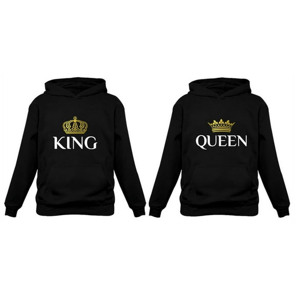 King & Queen Matching Couple Hoodie Set Valentine's Day Gift His & Hers Women Hoodie Women X-Large / Men X-Large