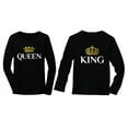 thumbnail image 1 of King & Queen Matching Couples Valentine's Day Idea Gift Long Sleeve T-Shirt King Black Large / Queen Black Small, 1 of 5