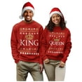 thumbnail image 1 of King & Queen Matching His & Hers Crown Ugly Christmas Couples Set Sweatshirt Queen Red Small / King Red Small, 1 of 5