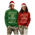 thumbnail image 1 of King & Queen Matching His & Hers Crown Ugly Christmas Couples Set Sweatshirt Queen Red X-Large / King Green XX-Large, 1 of 5