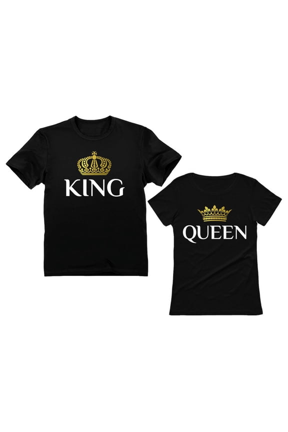 King & Queen Matching Outfits for Couples Valentine's Day Gift His & Hers T-Shirt Men X-Large / Women Medium