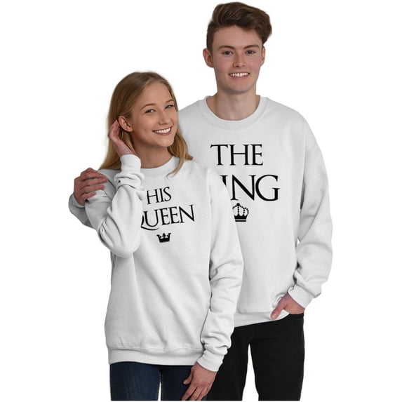 King Queen Matching Sets His Hers Men's Big & Tall Crewneck Sweatshirt Brisco Brands 5X