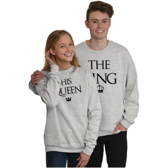 King Queen Matching Sets His Hers Men's Crewneck Sweatshirt Brisco Brands X