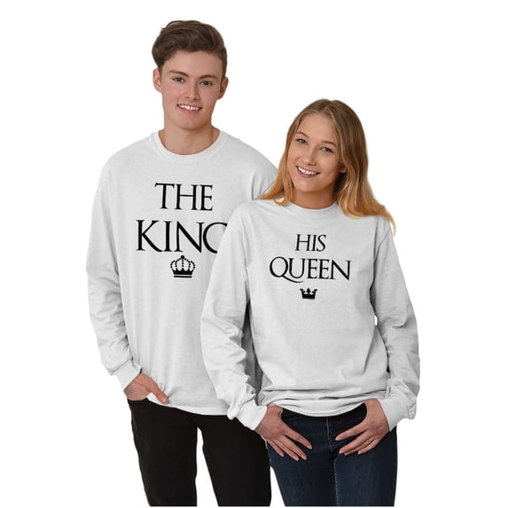 King Queen Matching Sets His Hers Men's Long Sleeve Tee T Shirt Brisco Brands S