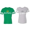 thumbnail image 1 of King Queen Old Matching Couple Cotton Jerseys (Men Green / Women Heather) (Men XL / Women M), 1 of 3
