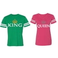 thumbnail image 1 of King Queen Old Matching Couple Cotton Jerseys (Men Green / Women Pink) (Men XXL / Women M), 1 of 3