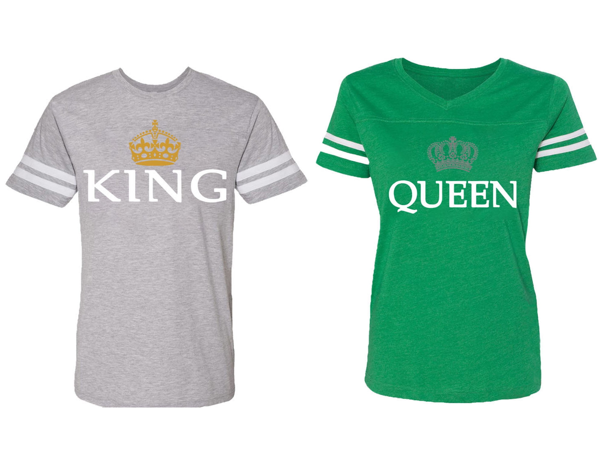 King Queen Old Matching Couple Cotton Jerseys (Men Heather / Women