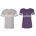 thumbnail image 1 of King Queen Old Matching Couple Cotton Jerseys (Men Heather / Women Purple) (Men L / Women L), 1 of 3