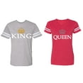 thumbnail image 1 of King Queen Old Matching Couple Cotton Jerseys (Men Heather / Women Red) (Men S / Women M), 1 of 3