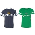 thumbnail image 1 of King Queen Old Matching Couple Cotton Jerseys (Men Navy / Women Green) (Men M / Women XXL), 1 of 3