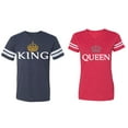 thumbnail image 1 of King Queen Old Matching Couple Cotton Jerseys (Men Navy / Women Red) (Men L / Women S), 1 of 3