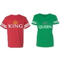 thumbnail image 1 of King Queen Old Matching Couple Cotton Jerseys (Men Red / Women Green) (Men XL / Women S), 1 of 3