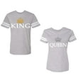 thumbnail image 1 of King Queen Old Unisex Couple Matching Cotton Jersey style T-Shirt Contrasting stripes on sleeves (Men Heather / Women Heather) (Men XL / Women S), 1 of 3