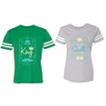 thumbnail image 1 of King Queen Pentagon Emerald Gold Matching Couple Cotton Jerseys (Men Green / Women Heather) (Men M / Women S), 1 of 3