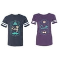 thumbnail image 1 of King Queen Pentagon Emerald Gold Matching Couple Cotton Jerseys (Men Navy / Women Purple) (Men M / Women M), 1 of 3