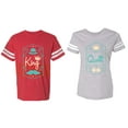 thumbnail image 1 of King Queen Pentagon Emerald Gold Matching Couple Cotton Jerseys (Men Red / Women Heather) (Men M / Women S), 1 of 3