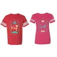 thumbnail image 1 of King Queen Pentagon Emerald Gold Matching Couple Cotton Jerseys (Men Red / Women Pink) (Men XXL / Women XXL), 1 of 3