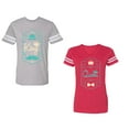 thumbnail image 1 of King Queen Pentagon Emerald Gold Unisex Couple Matching Cotton Jersey style T-Shirt Contrasting stripes on sleeves (Men Heather / Women Red) (Men XXL / Women XXL), 1 of 3
