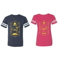 thumbnail image 1 of King Queen Pentagon Gold Matching Couple Cotton Jerseys (Men Navy / Women Pink) (Men S / Women S), 1 of 3