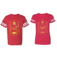 thumbnail image 1 of King Queen Pentagon Gold Matching Couple Cotton Jerseys (Men Red / Women Red) (Men XXL / Women L), 1 of 3