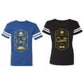 thumbnail image 1 of King Queen Pentagon Gold Matching Couple Cotton Jerseys (Men Royal / Women Black) (Men L / Women XXL), 1 of 3