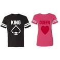 thumbnail image 1 of King Queen Poker Matching Couple Cotton Jerseys (Men Black / Women Pink) (Men XL / Women L), 1 of 3