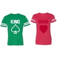 thumbnail image 1 of King Queen Poker Matching Couple Cotton Jerseys (Men Green / Women Red) (Men L / Women L), 1 of 3