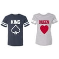 thumbnail image 1 of King Queen Poker Matching Couple Cotton Jerseys (Men Navy / Women Heather) (Men M / Women XXL), 1 of 3