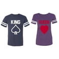thumbnail image 1 of King Queen Poker Matching Couple Cotton Jerseys (Men Navy / Women Purple) (Men M / Women S), 1 of 3