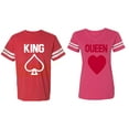 thumbnail image 1 of King Queen Poker Matching Couple Cotton Jerseys (Men Red / Women Pink) (Men M / Women M), 1 of 3