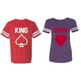 thumbnail image 1 of King Queen Poker Matching Couple Cotton Jerseys (Men Red / Women Purple) (Men XXL / Women XL), 1 of 3