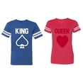 thumbnail image 1 of King Queen Poker Matching Couple Cotton Jerseys (Men Royal / Women Red) (Men L / Women M), 1 of 3