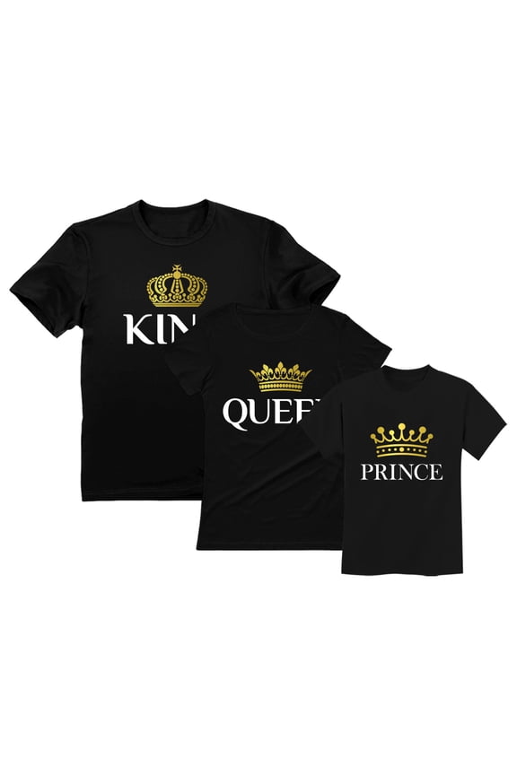 King Queen & Prince Family Set For Husband Wife & Boy Matching For Valentines King Black XXX-Large / Prince Black 4T / Queen Black XX-Large